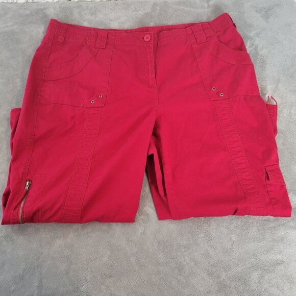 Style Co Womens Pants 18W Plus Capri Cargo Red Zip Fly Tied Hems RED43E - Picture 4 of 9